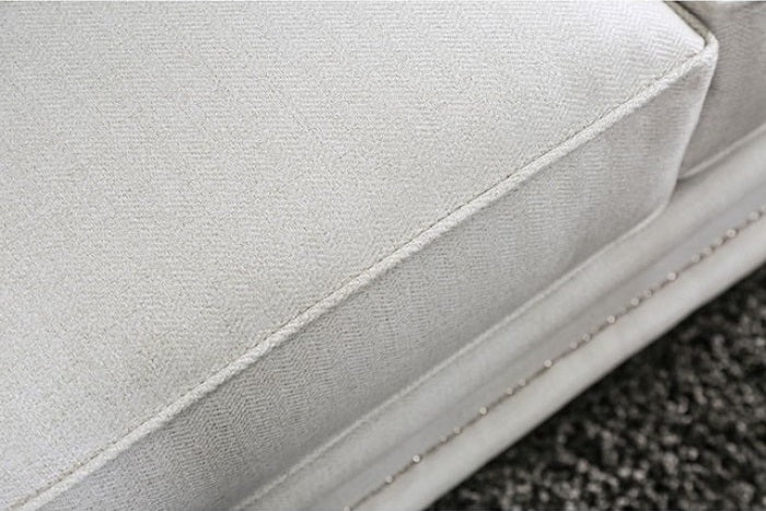 SM2675 2 pc Ilse off white chenille fabric sofa and love seat set track arms