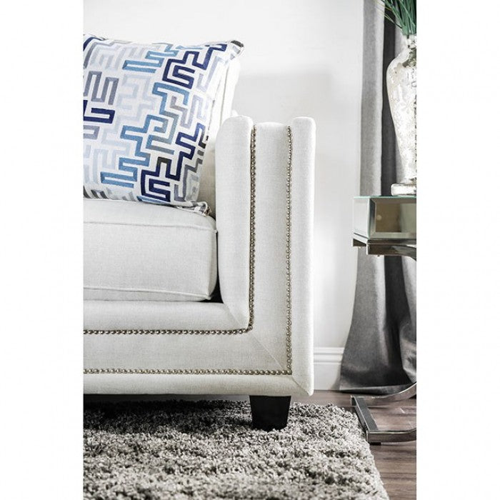 SM2675 2 pc Ilse off white chenille fabric sofa and love seat set track arms