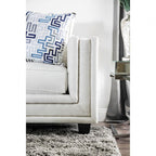 SM2675 2 pc Ilse off white chenille fabric sofa and love seat set track arms