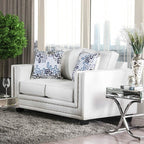 SM2675 2 pc Ilse off white chenille fabric sofa and love seat set track arms