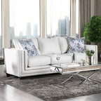 SM2675 2 pc Ilse off white chenille fabric sofa and love seat set track arms