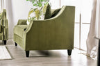 SM2684 2 pc Kaye green chenille fabric sofa and love seat set nail head trim curved back arms