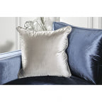 SM2687 2 pc Rosdorf park myra jodie satin blue plush microfiber fabric sofa and love seat set