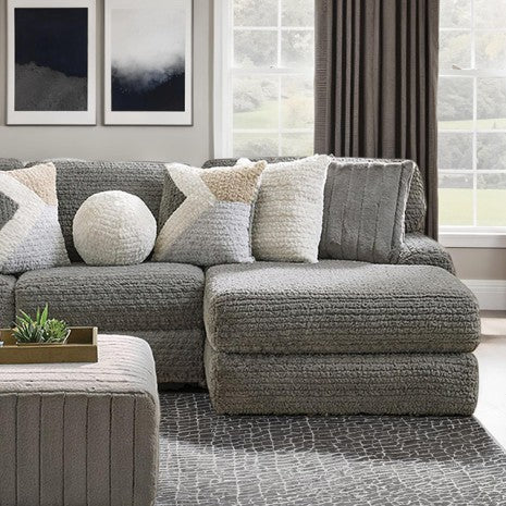 SM5105 2 pc Elmhurst charcoal grey furry textured fabric sectional sofa with chaise