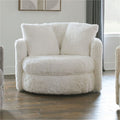 SM5121CH  Hokku designs Cochrane white chenille faux fur fabric swivel chair