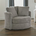 SM5122CH  Hokku designs Cochrane grey chenille faux fur fabric swivel chair