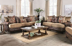 SM5148 2 pc Red barrel studio rumi reyna brown leatherette and chenille sofa and love seat set