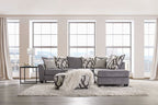 SM5174 2 pc Amersham gray chenille fabric black wood frame sectional sofa with chaise