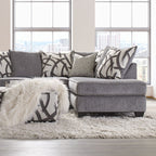 SM5174 2 pc Amersham gray chenille fabric black wood frame sectional sofa with chaise