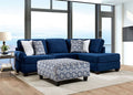 SM5175 2 pc Waldport navy blue fabric espresso wood legs sectional sofa with chaise