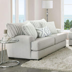 SM5177  2 pc Hermilly grey chenille fabric sofa and love seat set channeled fur throw pillows