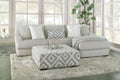 SM5178 2 pc Hermance grey chenille fabric sectional sofa with chaise with square arms
