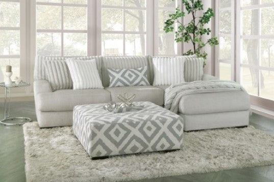 SM5178 2 pc Hermance grey chenille fabric sectional sofa with chaise with square arms
