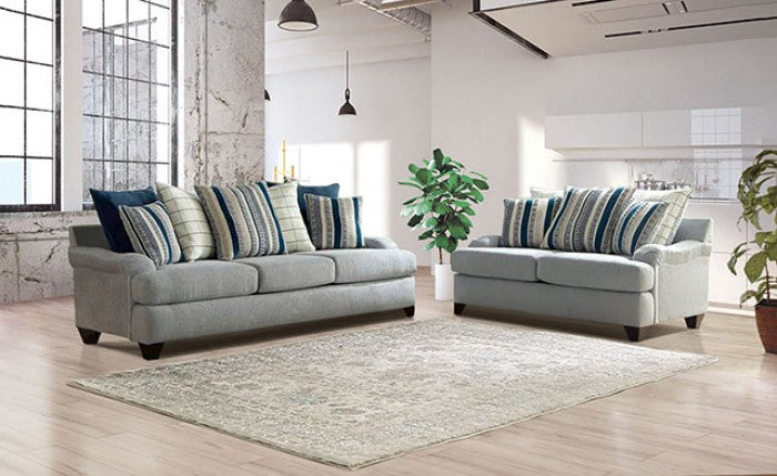SM5189 2 pc Charlton home Plaistow grey chenille fabric sofa and love seat set