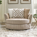 SM5193-CH-SW  Louglin light brown chenille fabric channel padded backs swivel round accent chair