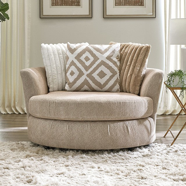 SM5193-CH-SW  Louglin light brown chenille fabric channel padded backs swivel round accent chair