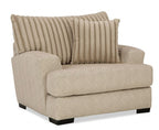 SM5193 2 pc Louglin light brown chenille fabric channel padded backs sofa and love seat set