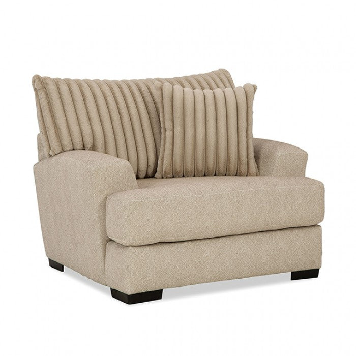 SM5193-CH  Louglin light brown chenille fabric channel padded backs accent chair