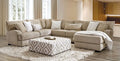 SM5194 3 pc Lougton light brown chenille fabric channel padded backs sectional sofa with chaise