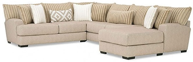 SM5194 3 pc Lougton light brown chenille fabric channel padded backs sectional sofa with chaise