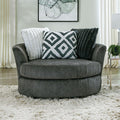SM5195-CH-SW  Louglin gun metal chenille fabric channel padded backs swivel round accent chair
