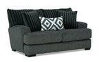 SM5195 2 pc Louglin gun metal chenille fabric channel padded backs sofa and love seat set