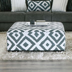 SM5196 3 pc Loughton gun metal chenille fabric channel padded backs sectional sofa with chaise