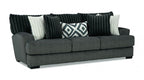 SM5195 2 pc Louglin gun metal chenille fabric channel padded backs sofa and love seat set
