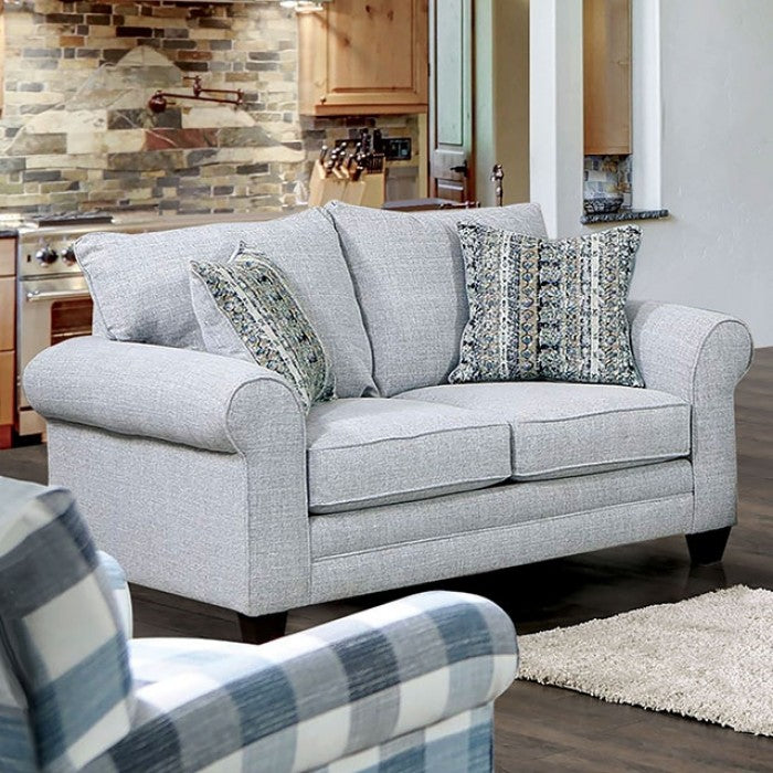 SM5406 2 pc Charlton home aberporth grey linen like fabric sofa and love seat set