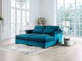 SM5415 2 pc teal velvet like fabric double chaise love seat with square lumber pillows Rosdorf park Peregrine