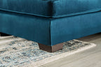 SM5415 2 pc teal velvet like fabric double chaise love seat with square lumber pillows Rosdorf park Peregrine
