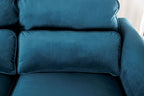 SM5415 2 pc teal velvet like fabric double chaise love seat with square lumber pillows Rosdorf park Peregrine