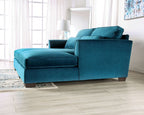 SM5415 2 pc teal velvet like fabric double chaise love seat with square lumber pillows Rosdorf park Peregrine