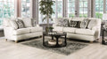 SM6090 2 pc Mossley ivory woven fabric sofa and love seat set english pleated arms and wooden bun feet