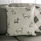 SM6091 2 pc Newry grey performance woven fabric sofa and love seat set wide track arms dog themed throw pillows
