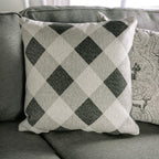 SM6091 2 pc Newry grey performance woven fabric sofa and love seat set wide track arms dog themed throw pillows