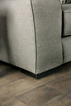 SM6091 2 pc Newry grey performance woven fabric sofa and love seat set wide track arms dog themed throw pillows