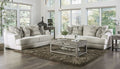 SM6092  2 pc Moorpark off white boucle fabric sofa and love seat set multi color throw pillows