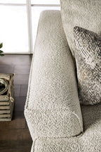 SM6092  2 pc Moorpark off white boucle fabric sofa and love seat set multi color throw pillows