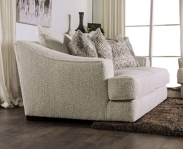 SM6092  2 pc Moorpark off white boucle fabric sofa and love seat set multi color throw pillows
