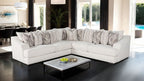 SM6092-SECT 3 pc Moorpark off white boucle fabric sectional sofa with wide sloped track arms