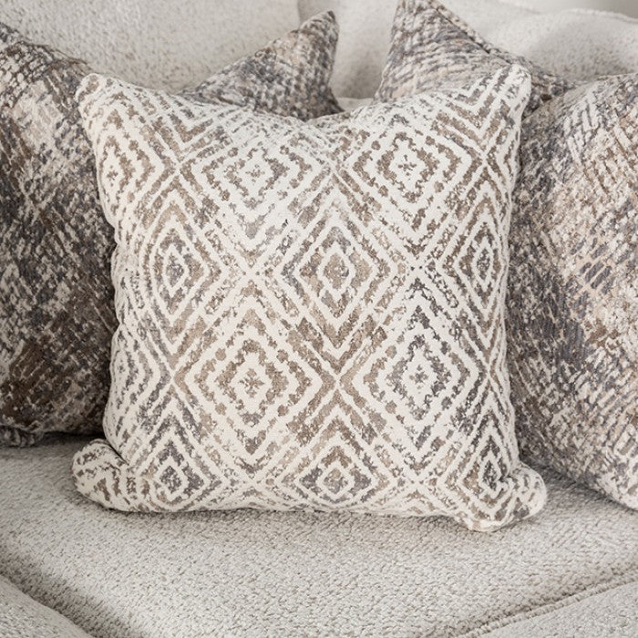 SM6092-SECT 3 pc Moorpark off white boucle fabric sectional sofa with wide sloped track arms