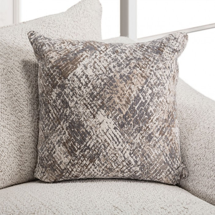 SM6092-SECT 3 pc Moorpark off white boucle fabric sectional sofa with wide sloped track arms