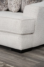 SM6092-SECT 3 pc Moorpark off white boucle fabric sectional sofa with wide sloped track arms