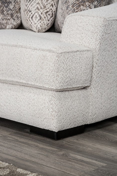 SM6092-SECT 3 pc Moorpark off white boucle fabric sectional sofa with wide sloped track arms