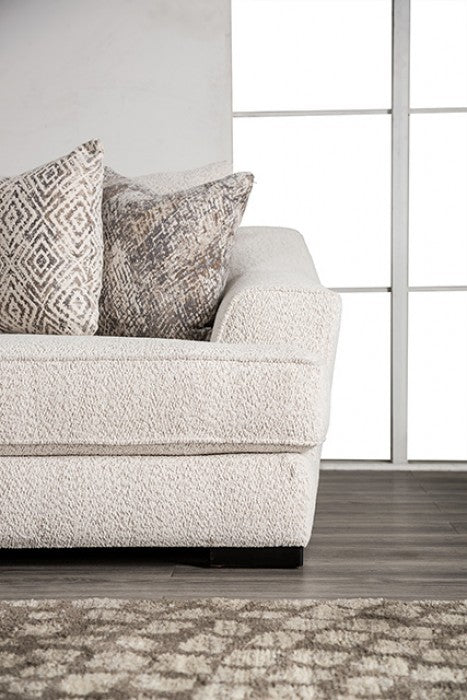 SM6092-SECT 3 pc Moorpark off white boucle fabric sectional sofa with wide sloped track arms