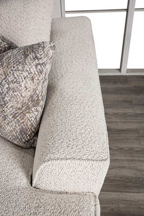SM6092-SECT 3 pc Moorpark off white boucle fabric sectional sofa with wide sloped track arms