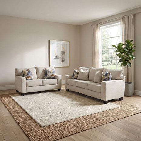Harrow Linen Beige Fabric Sofa and Love Seat Set – SM6098-2PC
