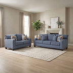 Thame Denim Blue Fabric Sofa and Love Seat Set – SM6099-2PC