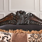 SM6405 2 pc Jamael tan/brown/silver fabric wood trim traditional sofa and love seat set